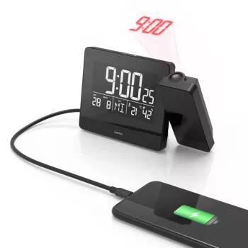 Hama Plus Charge skaitmeninis žadintuvas su laiko projektoriumi, juodas
