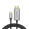 USB-C į HDMI 2.0b laidas SAVIO CL-171 — 2 m, USB-C (vyriškas) į HDMI Type A (vyriškas), 4K 4096×2160, sidabrinis laidas su juodais ir auksiniais antgaliais