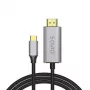 USB-C į HDMI 2.0b laidas SAVIO CL-171 — 2 m, USB-C (vyriškas) į HDMI Type A (vyriškas), 4K 4096×2160, sidabrinis laidas su juodais ir auksiniais antgaliais