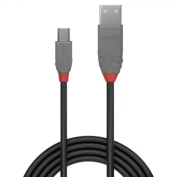 Lindy 1 m USB 2.0 A–Mini-B kabelis, Anthra Line
