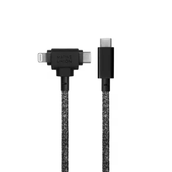 USB laidas Native Union Belt Cable Duo 1,5 m USB‑C į USB‑C/Lightning juodas