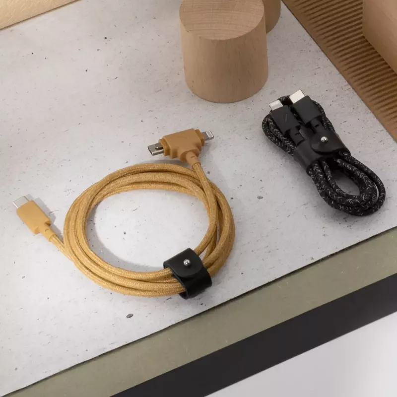 USB laidas Native Union Belt Cable Duo 1,5 m USB‑C į USB‑C/Lightning juodas