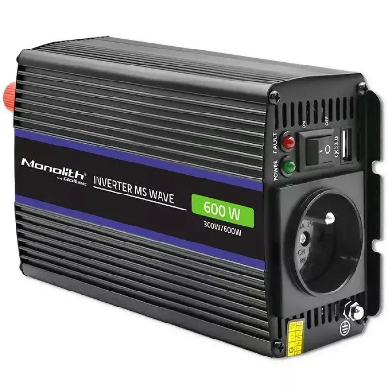 QOLTEC Monolith 600 MS Wave keitiklis 12V į 230V 600W, grynoji sinusinė banga