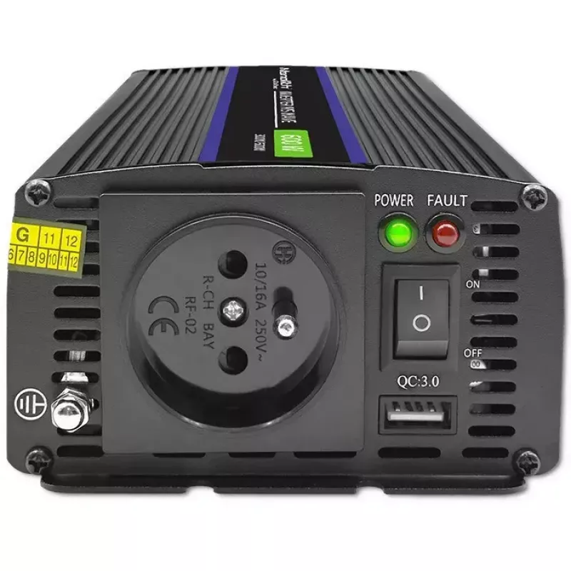QOLTEC Monolith 600 MS Wave keitiklis 12V į 230V 600W, grynoji sinusinė banga