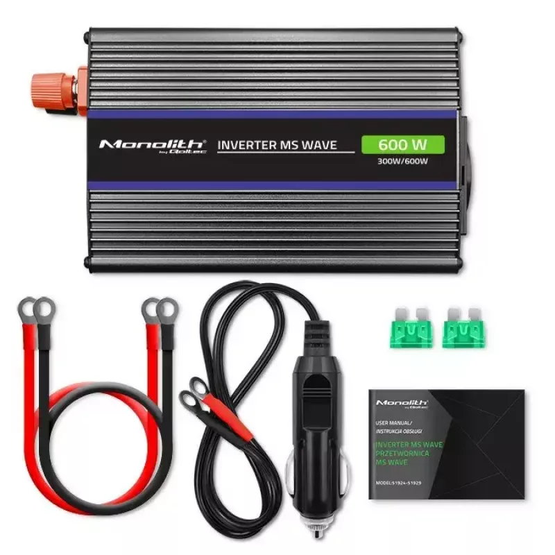 QOLTEC Monolith 600 MS Wave keitiklis 12V į 230V 600W, grynoji sinusinė banga