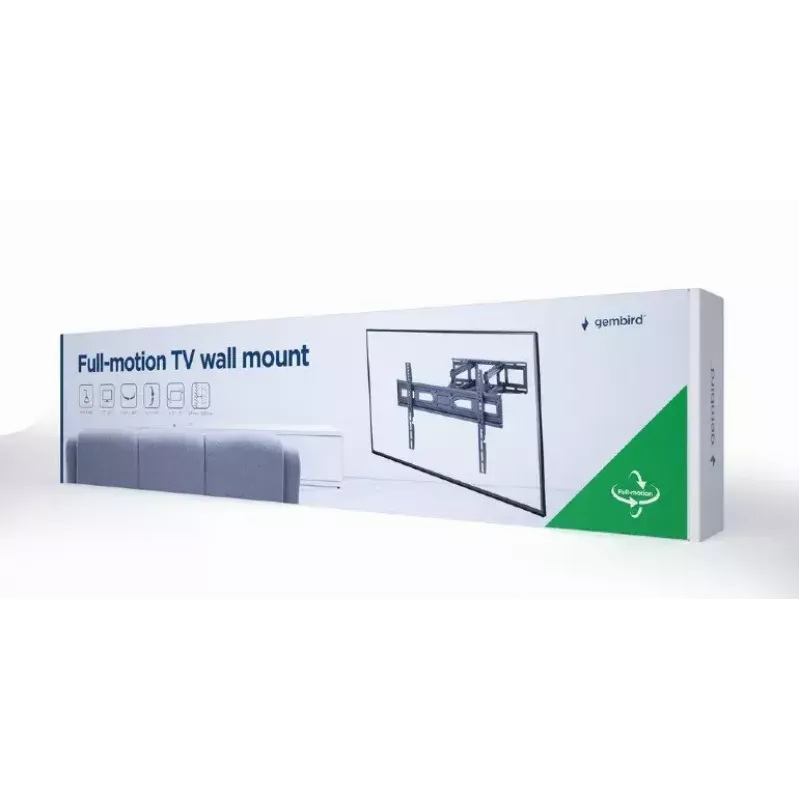Gembird WM-80ST-03 TV kronšteinas prie sienos, su pakreipimu ir pasukimu, 37-80 colių, 40 kg, juodas