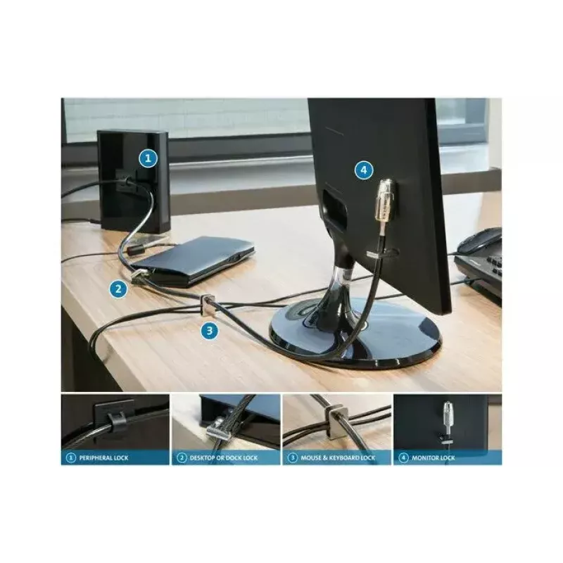 Kensington MicroSaver 2.0 25 vnt. rinkinys (vienas raktas) – stalinių kompiuterių ir periferijos užrakinimo rinkinys