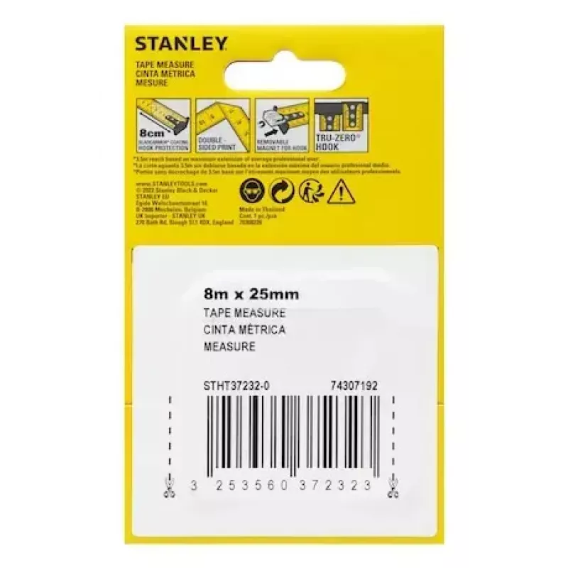 Matavimo juosta Stanley STHT37232-0 8 m juoda geltona plotis 90 mm gylis 50 mm aukštis 150 mm