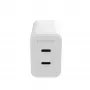 mophie sieninis adapteris USB-C PD DUAL 45W GaN baltas EU (2xUSB-C)