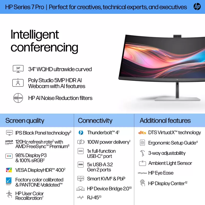 HP Series 7 Pro 34 colio WQHD konferencinis monitorius - 734pm