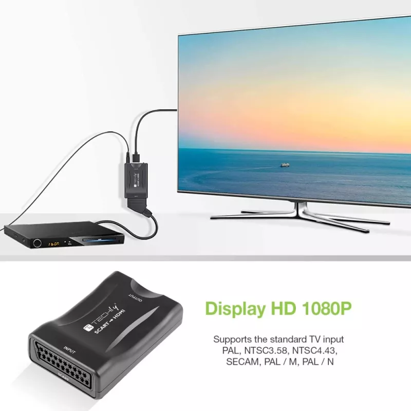 Techly IDATA SCART-HDMI3 Euro SCART į HDMI AV keitiklis, 720p/1080p