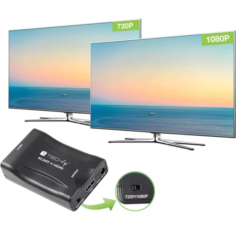 Techly IDATA SCART-HDMI3 Euro SCART į HDMI AV keitiklis, 720p/1080p