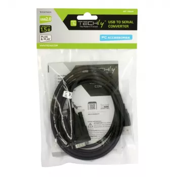 USB–serijinis kabelis Techly IDATA-USB2-SER-1 juodas 1,5 m USB A tipo – DB-9