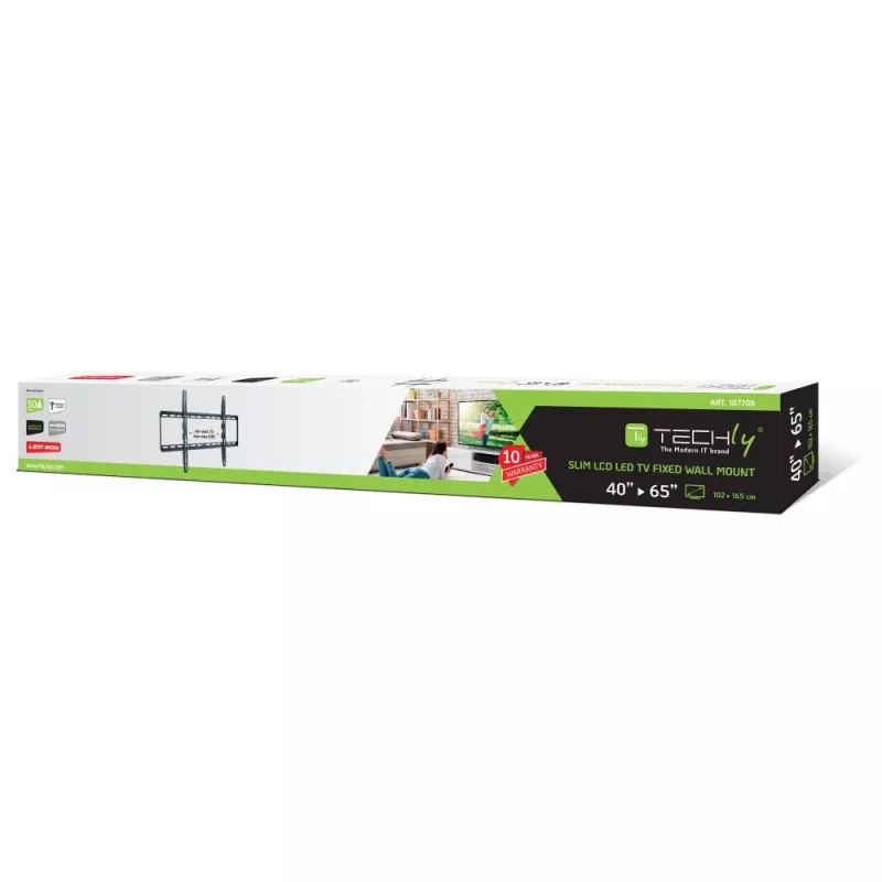 Techly ICA-PLB 162L televizoriaus sieninis laikiklis, 40-65", 50 kg, plonas 28 mm