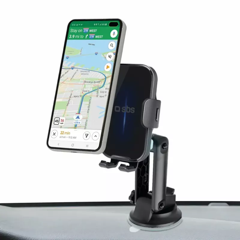 Automobilinis aktyvus telefono laikiklis SBS Mobile TESUPEXTWIR15W su belaidžiu įkrovimu, juodas