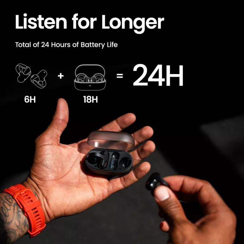 Amazfit Up belaidės ausinės atviro tipo, USB Type-C, Bluetooth, juodos
