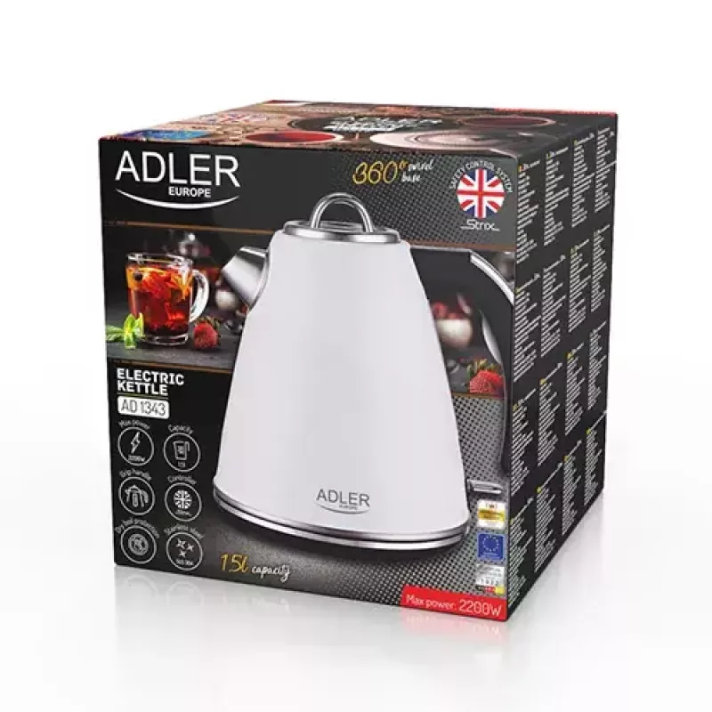 Elektrinis virdulys Adler AD 1343 1,7L 2200W Baltas