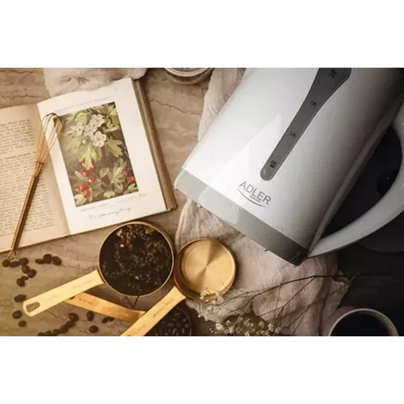 Elektrinis virdulys Adler AD 1244 — 2,5 l, 2200 W, baltas, paslėptas kaitinimo elementas