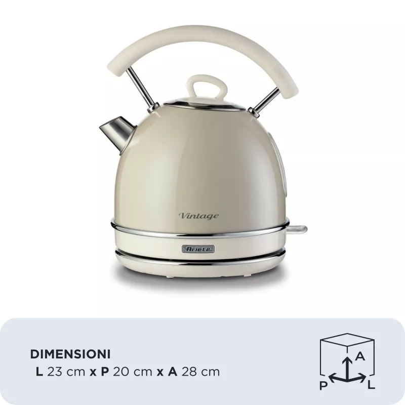 Ariete 2877 Virdulys Vintage, 1,7 L, Belaidis, Smėlio spalvos