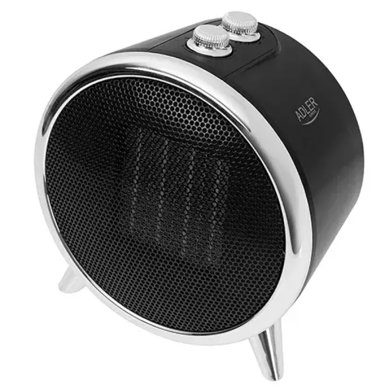 Keraminis elektrinis šildytuvas Adler AD 7742 — 1500/750 W, ant grindų, 220–240 V, juodas/sidabrinis