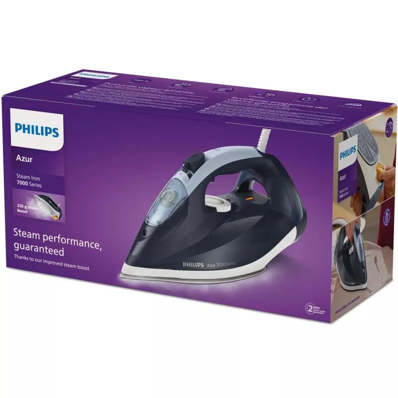 Sausas ir garinis lygintuvas Philips DST7030/20 — 2800 W, 0,3 L bakelis, 50 g/min nuolatinis garas, 250 g/min garo smūgis, SteamGlide Plus padas