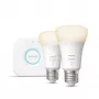 Philips Hue White pradinis rinkinys: 2 E27 protingos lemputės (1100 liumenų), protingas apšvietimo rinkinys, Bluetooth / Zigbee, balta, LED, E27, A60