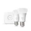 Philips Hue White pradinis rinkinys: 2 E27 protingos lemputės (1100 liumenų), protingas apšvietimo rinkinys, Bluetooth / Zigbee, balta, LED, E27, A60