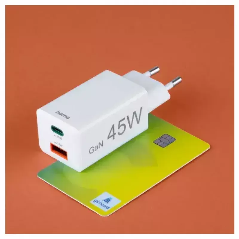 Hama 00201993 45 W greitasis sieninis įkroviklis su USB-C ir USB-A, balta