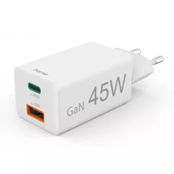 Hama 00201993 45 W greitasis sieninis įkroviklis su USB-C ir USB-A, balta