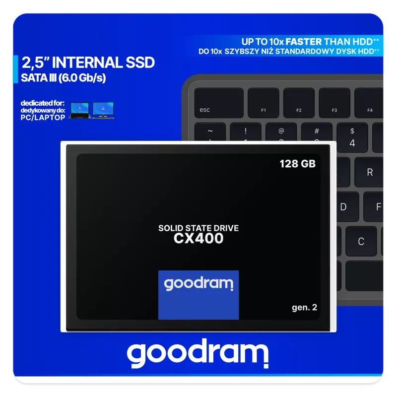 2,5 colio SATA III SSD GOODRAM SSDPR-CX400-128-G2 — 128 GB, 550/460 MB/s, 3D TLC NAND