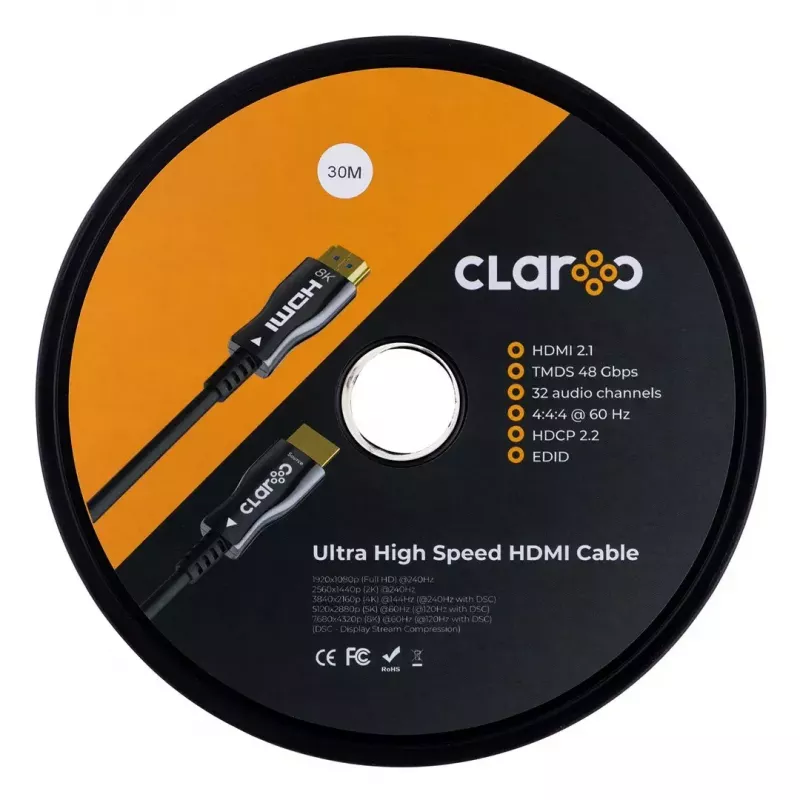 HDMI kabelis claroc FEN-HDMI-21-30M — 30 m, HDMI 2.1, 8K 120Hz