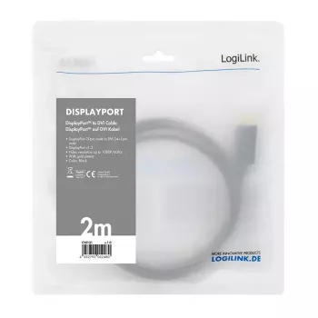 Vaizdo kabelio adapteris LogiLink CV0130 1 m DisplayPort DVI juodas