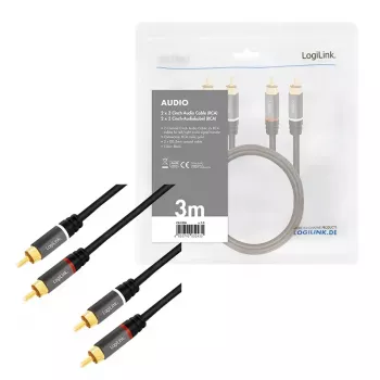 Audio kabelis LogiLink CA1206 3m 2xRCA juodas