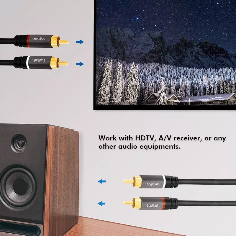 Audio kabelis LogiLink CA1206 3m 2xRCA juodas
