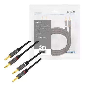Garso kabelis LogiLink CA1211 5m 2x Banana juodas
