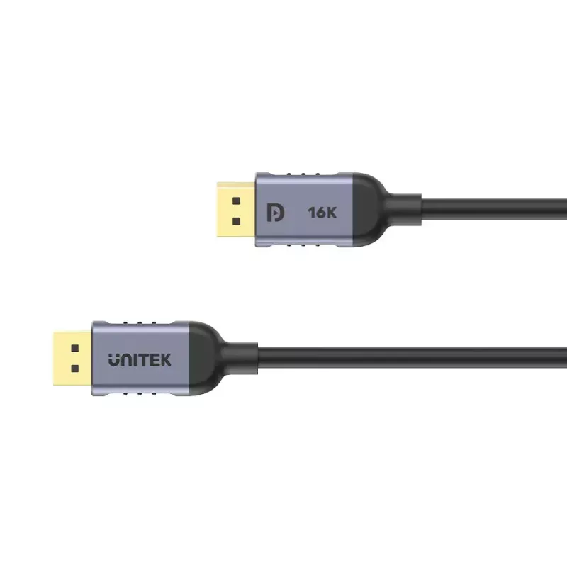 DisplayPort kabelis Unitek C1626GY01-2M, DisplayPort 2.1 vyriškas–vyriškas, 2 m, 80 Gbit/s, 16K@60Hz, 4K@240Hz, HDR, HDCP 2.2