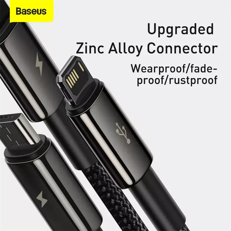 3-in-1 USB laidas Baseus Tungsten Gold CAMLTWJ-01