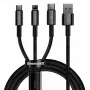 3-in-1 USB laidas Baseus Tungsten Gold CAMLTWJ-01