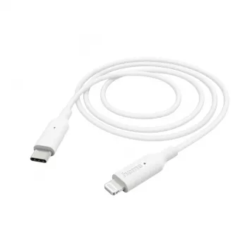 Hama įkrovimo laidas, USB-C – Lightning, 1 m, baltas