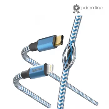 Hama Reflective Cable 1.5 m Mėlynas Lightning į USB C 3 A