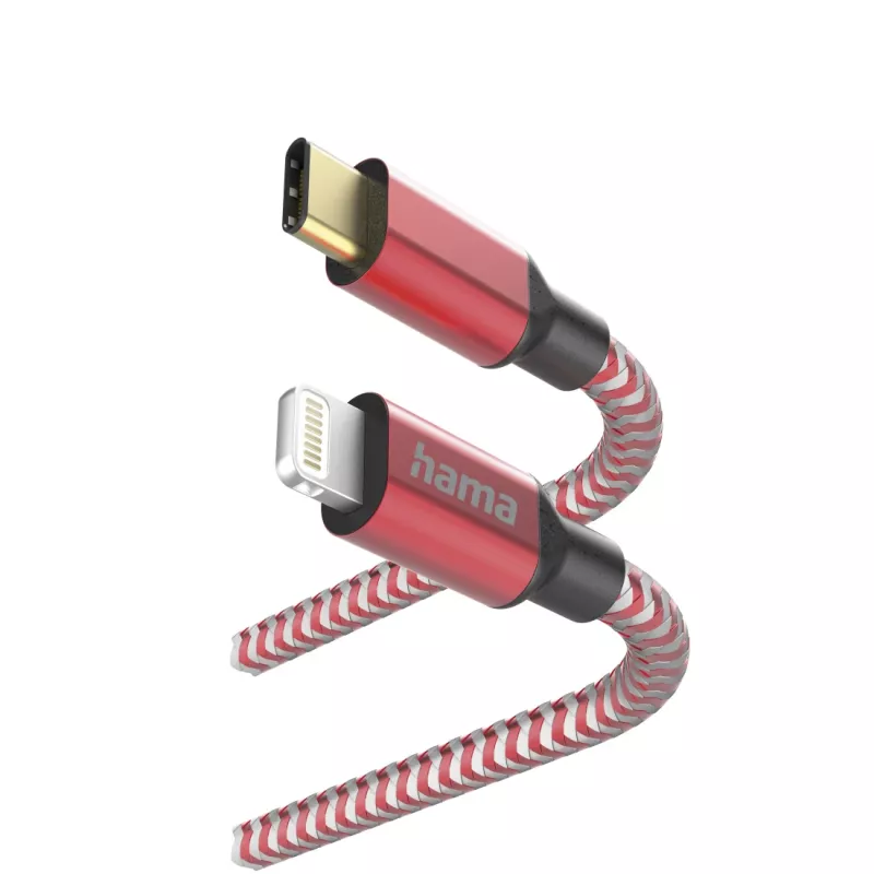 Hama Reflective Cable 1.5m Raudonas Lightning į USB C 3A