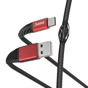 Hama Extreme USB kabelis USB 2.0 1,5 m USB A USB C juodas, raudonas