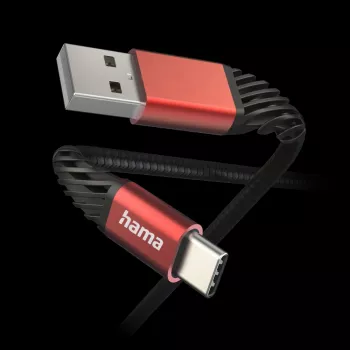 Hama Extreme USB kabelis USB 2.0 1,5 m USB A USB C juodas, raudonas