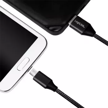 USB laidas LogiLink CU0143 USB 2.0 0,3 m USB A – Micro-USB B juodas
