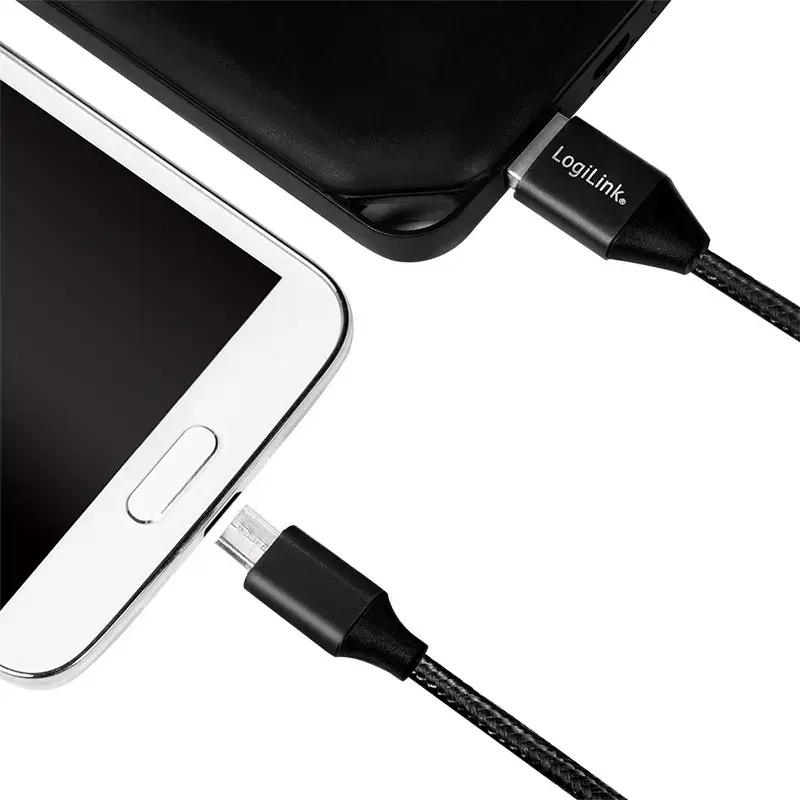 USB laidas LogiLink CU0143 USB 2.0 0,3 m USB A – Micro-USB B juodas