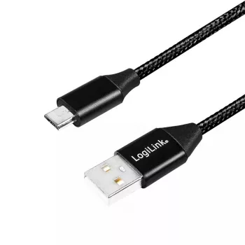 USB laidas LogiLink CU0143 USB 2.0 0,3 m USB A – Micro-USB B juodas
