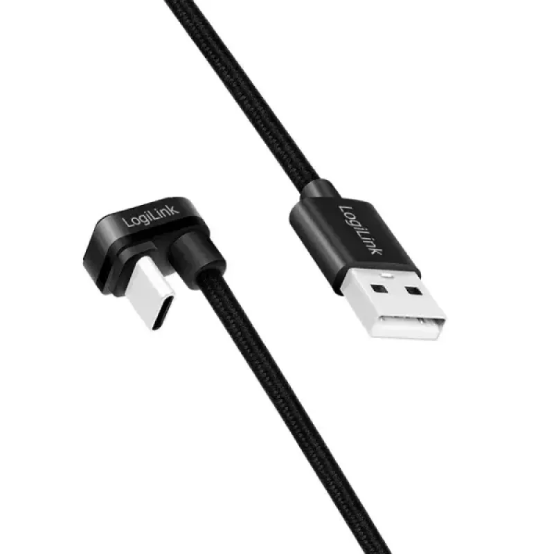 LogiLink CU0192 USB 2.0 kabelis 1 m USB A – USB C (180° kampu) juodas