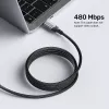 Unitek C14110GY-2M USB-C–USB-C krovimo kabelis, PD 240 W (48 V/5 A), 2 m, juodai pilkos spalvos