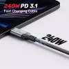 Unitek C14110GY-2M USB-C–USB-C krovimo kabelis, PD 240 W (48 V/5 A), 2 m, juodai pilkos spalvos