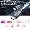 Unitek C14110GY-2M USB-C–USB-C krovimo kabelis, PD 240 W (48 V/5 A), 2 m, juodai pilkos spalvos
